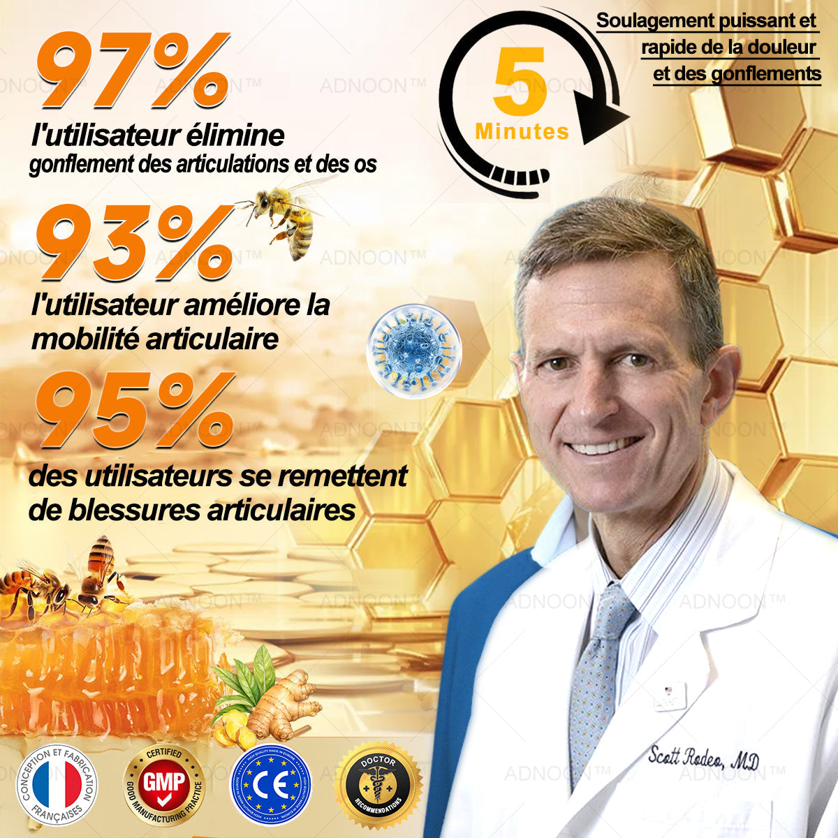 ODALIT® Crème de guérison des os et de soulagement de la douleur au Botox et venin d'abeille