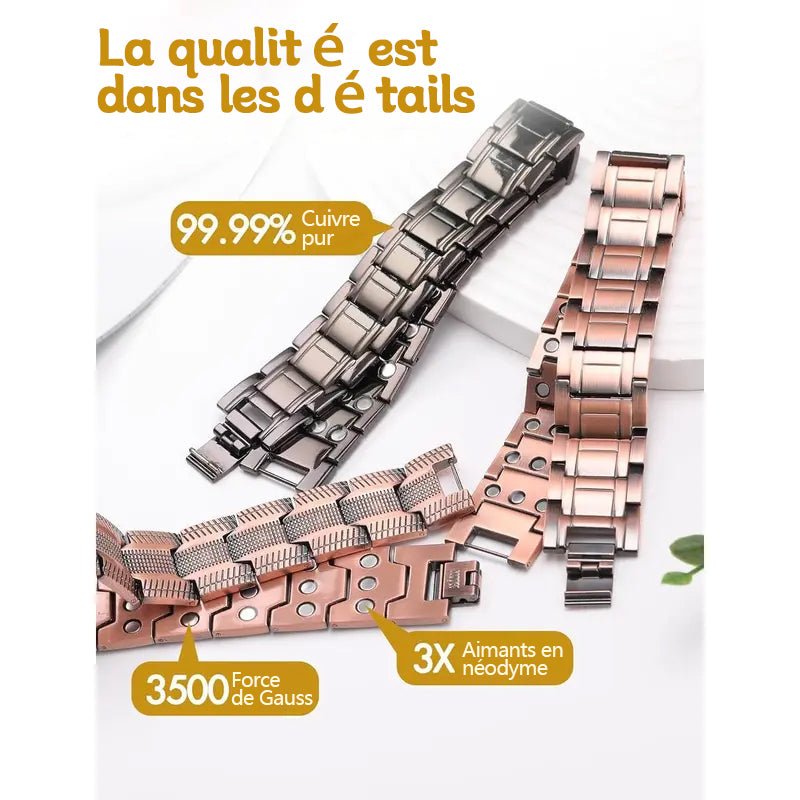 Bracelet Magnétique en Pur Cuivre – Soulagez la Douleur et Stimulez la Circulation