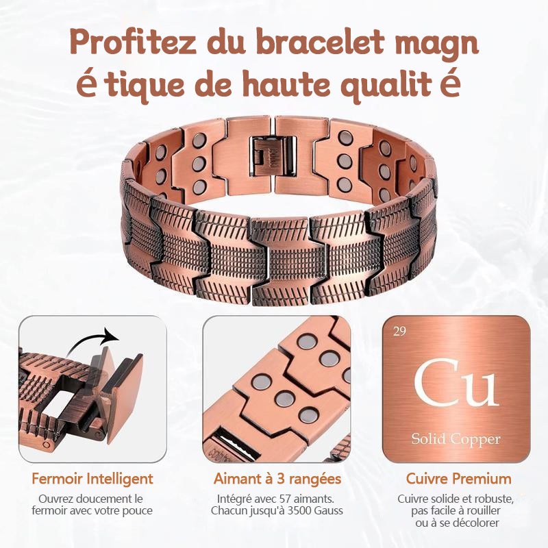 Bracelet Magnétique en Pur Cuivre – Soulagez la Douleur et Stimulez la Circulation