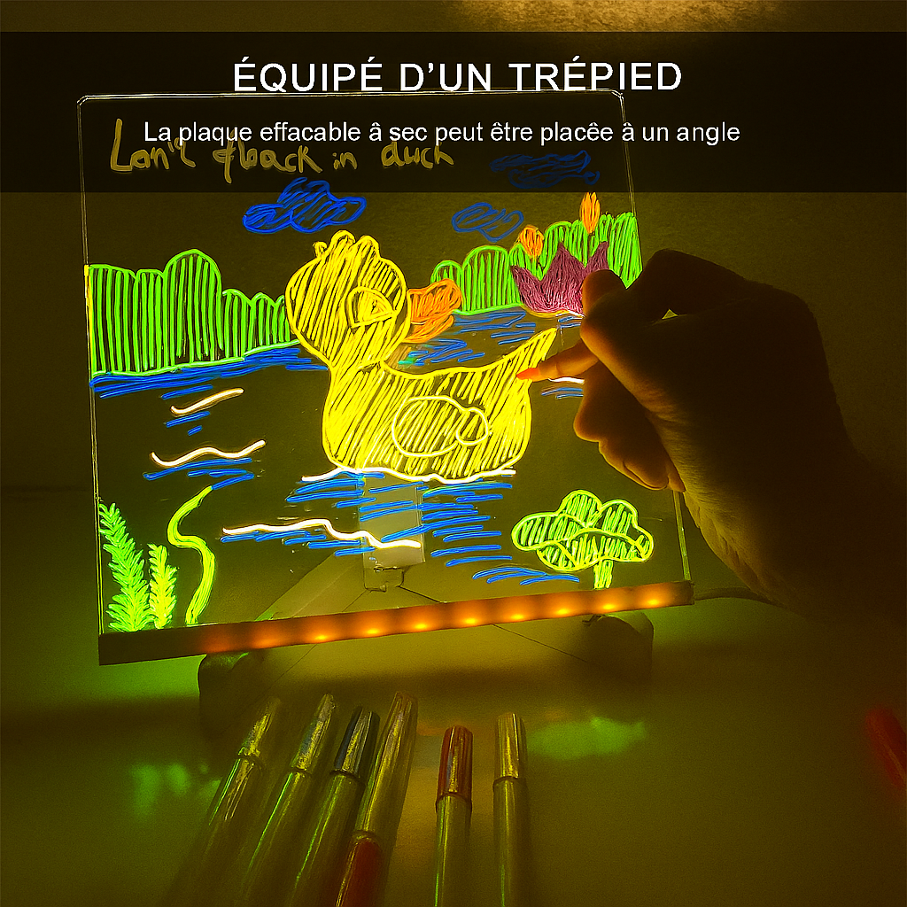 ✨Panneau acrylique LED coloré - avec 7 stylos 🎨