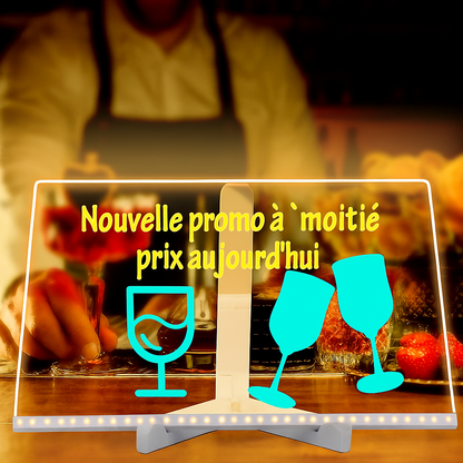 ✨Panneau acrylique LED coloré - avec 7 stylos 🎨